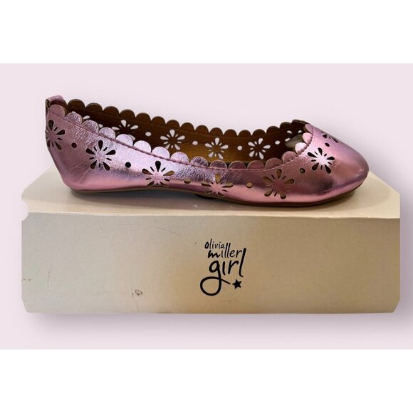 Girls PINK METALLIC Flat Olivia Miller Sz 2 Ballet Flats NEW Easter Party Spring - Picture 4 of 4